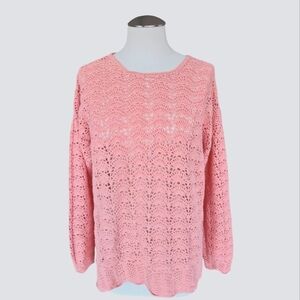 Yarnworks Coral Crocet Handknit  Knit Long Sleeve Top S